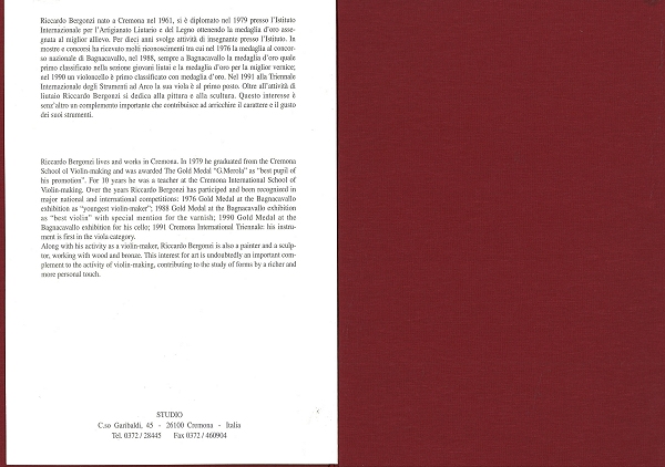 Riccardo Bergonzi Violin Cremona ITALY �ؖ���